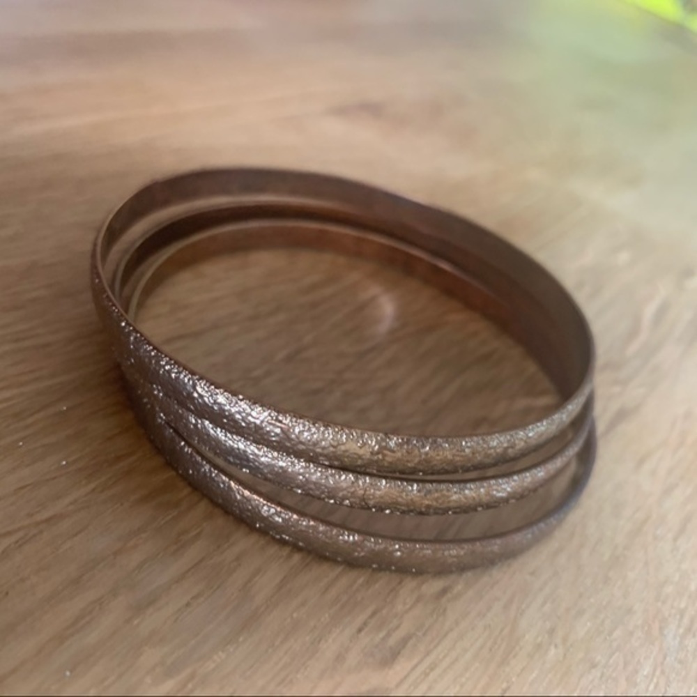 Rustic Gold Bangles Bracelets - Picture 2 of 8